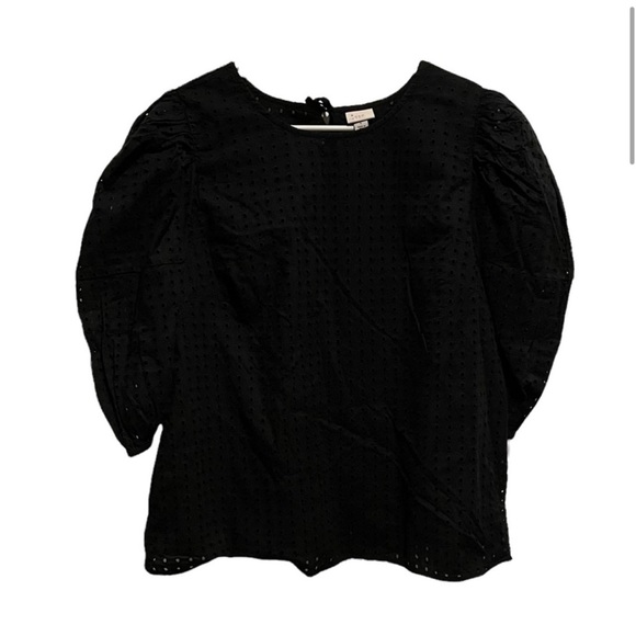 A New Day Black Puff Sleeve Blouse L - Picture 4 of 6